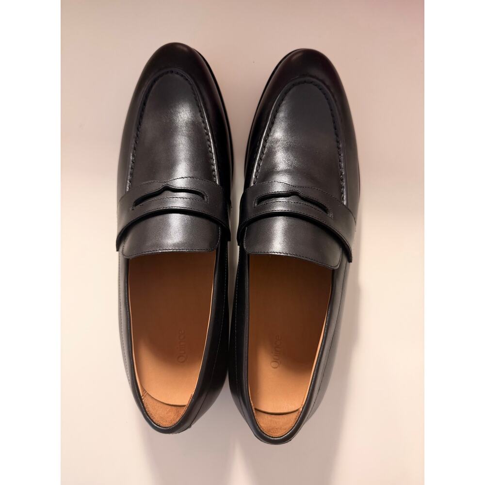 Quince Men’s Calfskin Leather Penny Loafers Black Size 11 NIB Quiet Luxury - Picture 2 of 7